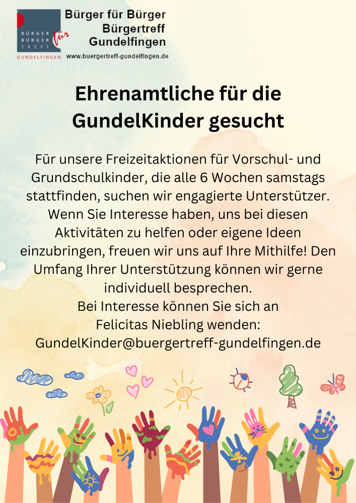 ehrenamtliche fuer die gundelkinder gesucht mitlogo
